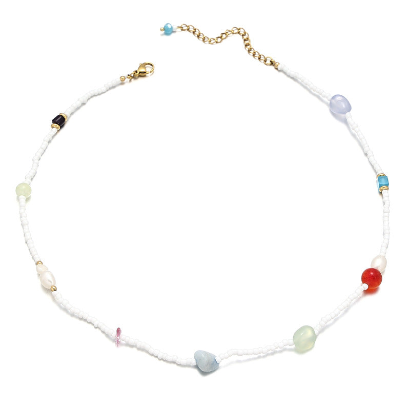 Wholesale Titanium Steel Natural Stone Pearl Necklaces